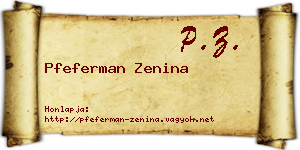 Pfeferman Zenina névjegykártya